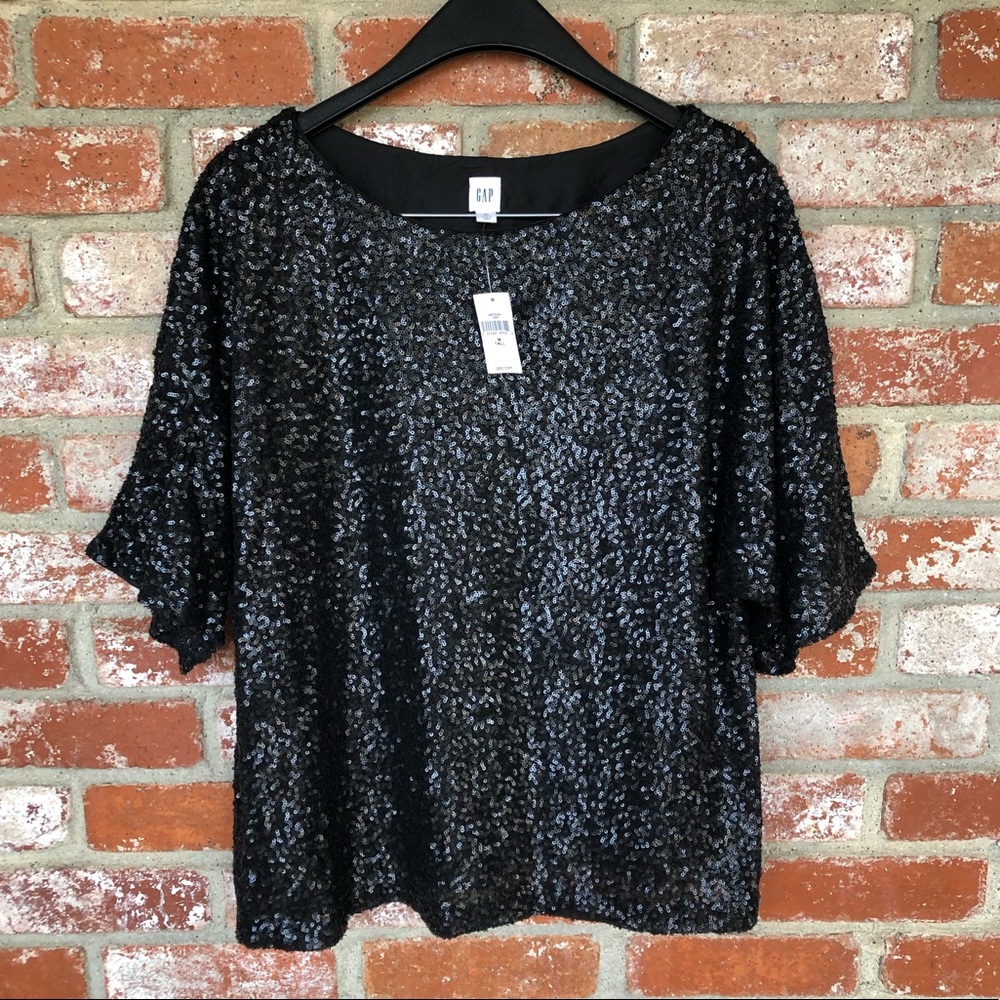 GAP Black Sequin Blouse